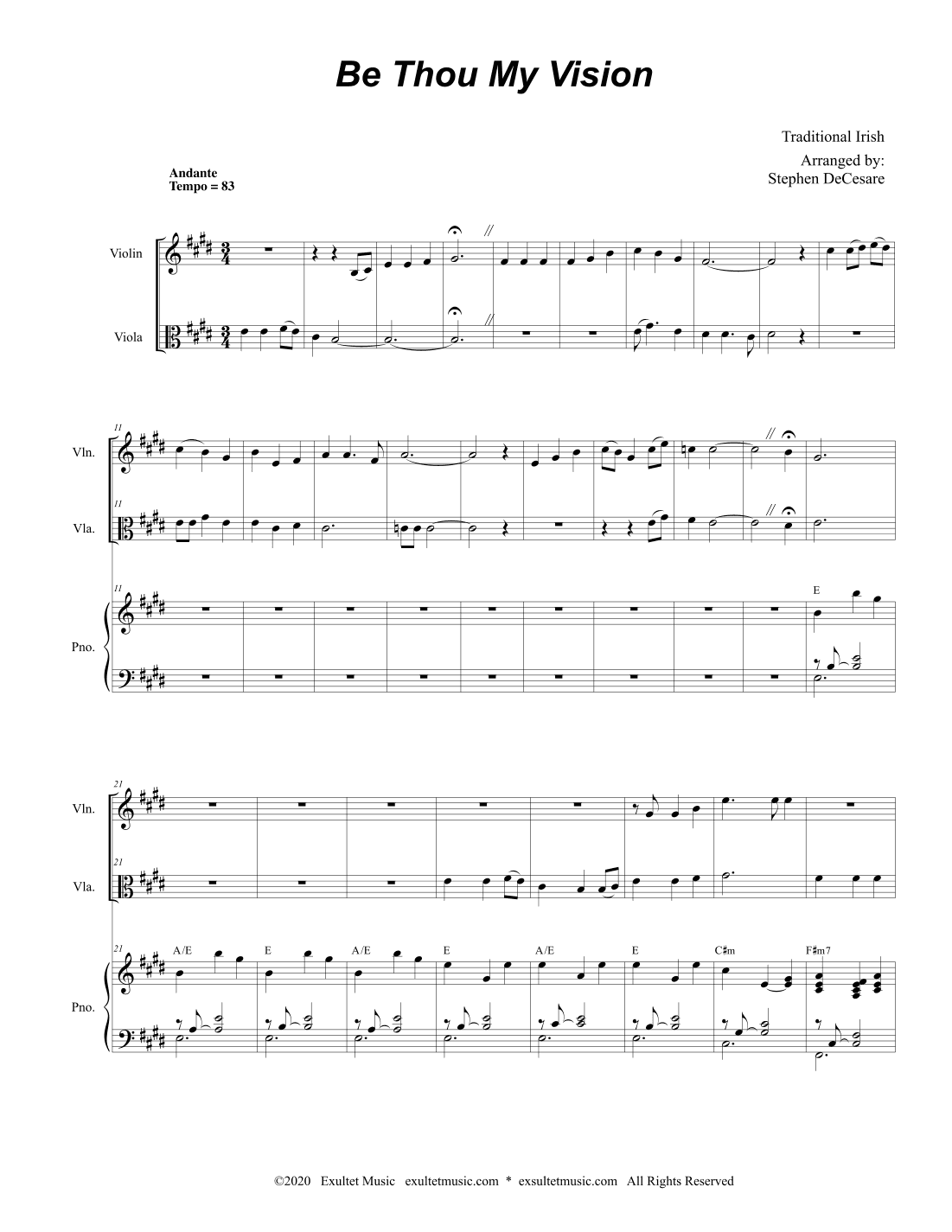 Be Thou My Vision (Duet for Violin and Viola) (arr. Stephen DeCesare)