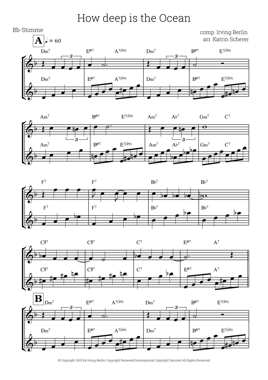 How Deep Is The Ocean (how High Is The Sky) (arr. Katrin Scherer)