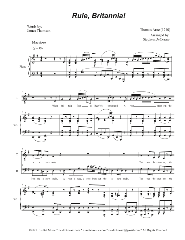 Rule, Britannia! (2-part choir - (TB) (arr. Stephen DeCesare)