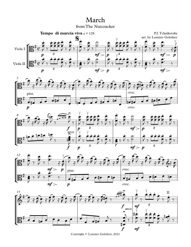 March from The Nutcracker for Viola Duo (Advanced) (arr. Lorento Golofeev)