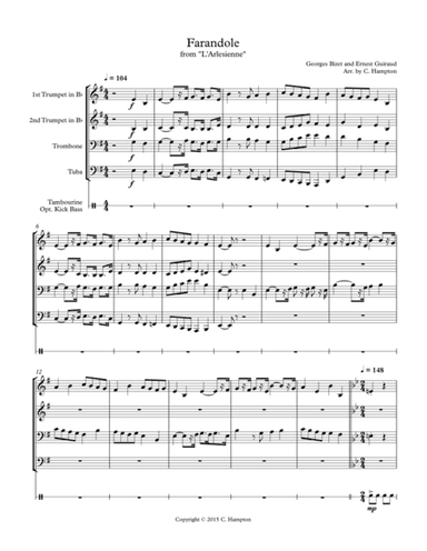 Farandole from "L'Arlesienne" for brass quartet (arr. C. Hampton)