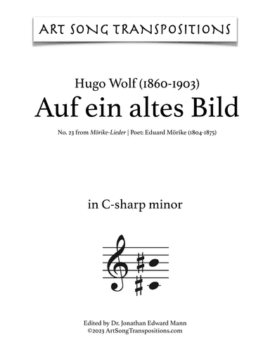 WOLF: Auf ein altes Bild (transposed to C-sharp minor) (arr. ArtSongTranspositions.com)