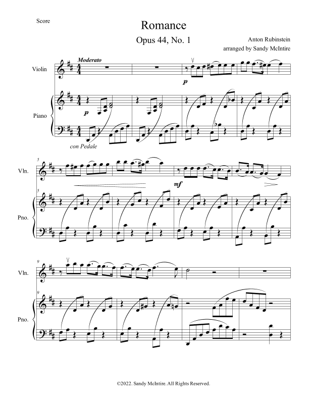 Romance Opus 44 No. 1 (arr. Sandy McIntire)