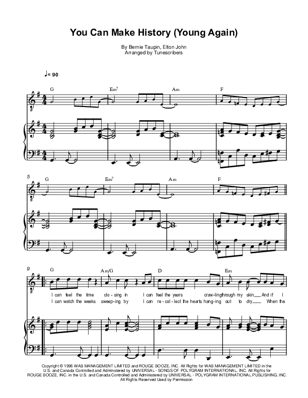 You Can Make History (Young Again) (arr. Tunescribers)