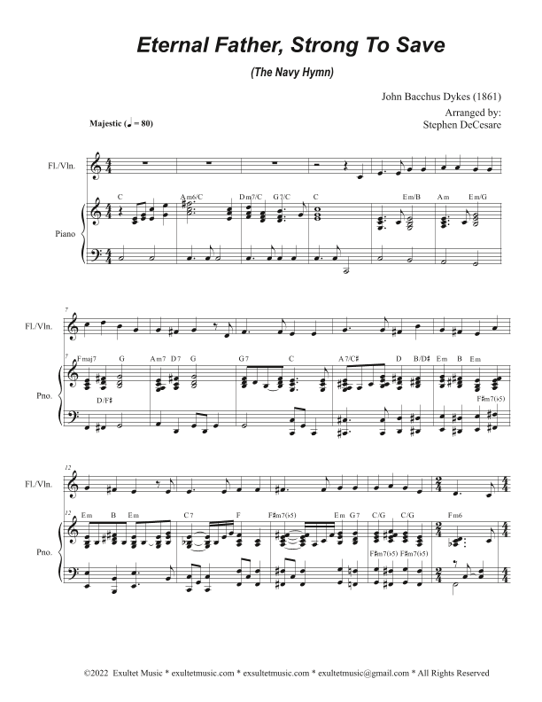 Eternal Father, Strong To Save (The Navy Hymn) (Flute or Violin solo and Piano) (arr. Stephen DeCesare)