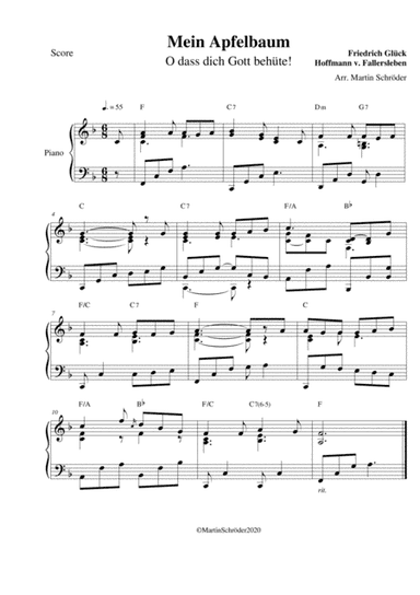 Mein Apfelbaum (O dass Gott dich behüte) - Piano Solo (arr. Martin Schröder)