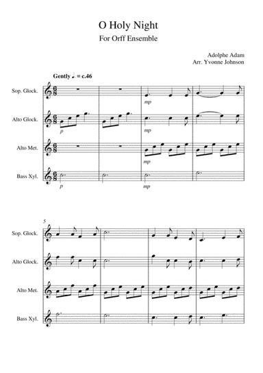 O Holy Night - For Orff Ensemble (arr. Yvonne Johnson)