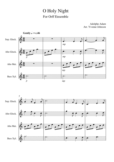 O Holy Night - For Orff Ensemble (arr. Yvonne Johnson)