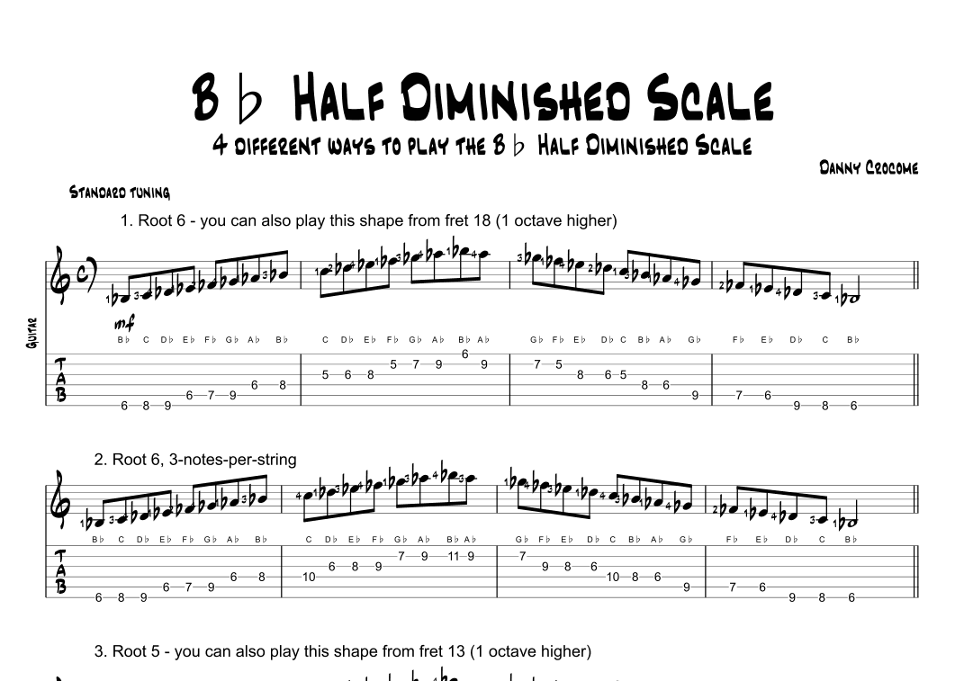Bb Half Diminished Scale (4 Ways to Play)
