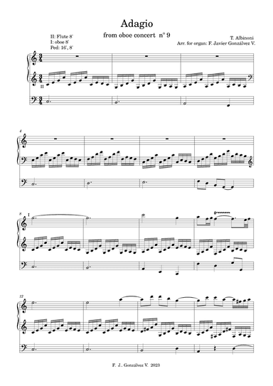 Adigo from oboe concert op 9 Albinoni (arr. F. Javier Gonzálvez Valero)