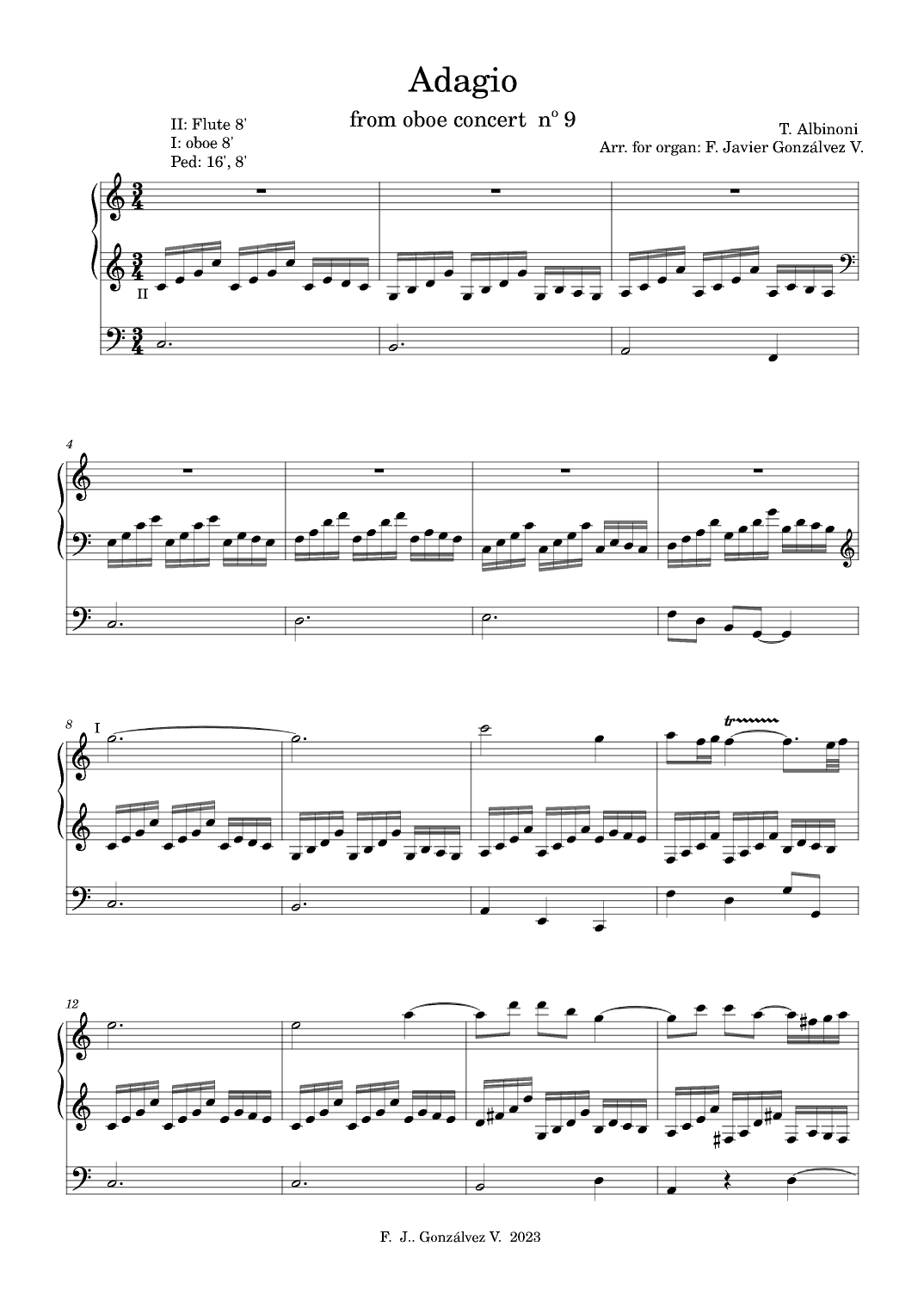 Adigo from oboe concert op 9 Albinoni (arr. F. Javier Gonzálvez Valero)
