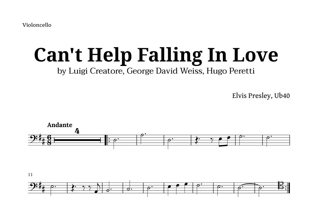 Can't Help Falling In Love (arr. Langanho)