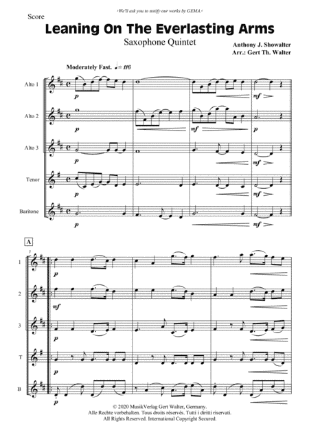 Leaning On The Everlasting Arms (arr. Gert Th. Walter)