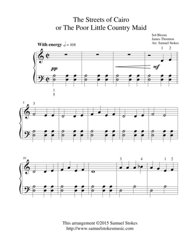 The Streets of Cairo or the Poor Little Country Maid - for easy piano (arr. Samuel Stokes)