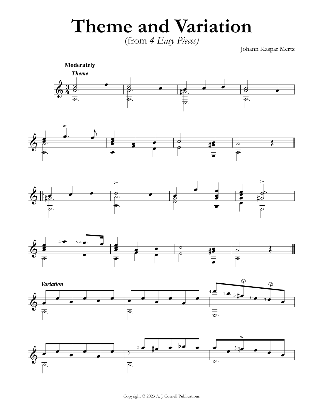 Theme and Variation (from 4 Easy Pieces) (arr. Johann Kaspar Mertz)