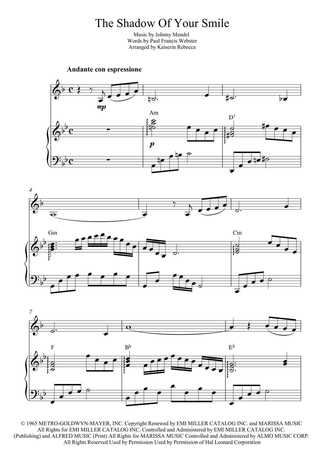 The Shadow Of Your Smile (arr. Kaiserin Rebecca)