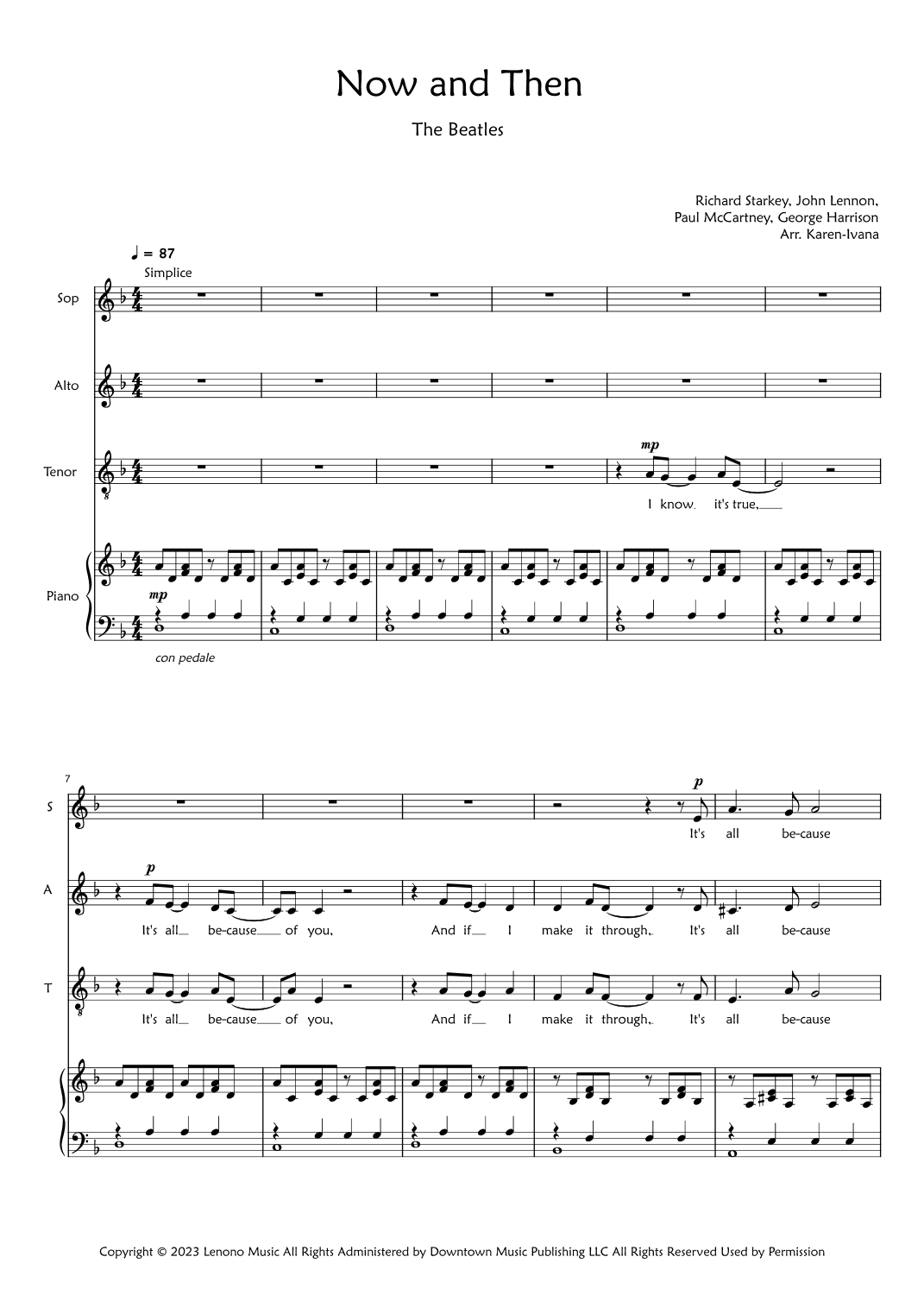Now And Then (arr. Karen Ivana)