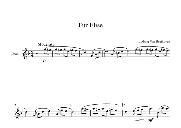 Fur Elise - Ludwig Van Beethoven (Oboe) (arr. Digital Book Music)