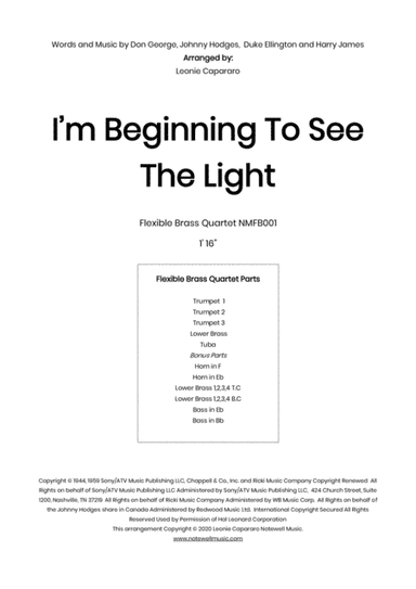 I'm Beginning To See The Light (arr. Leonie Capararo)