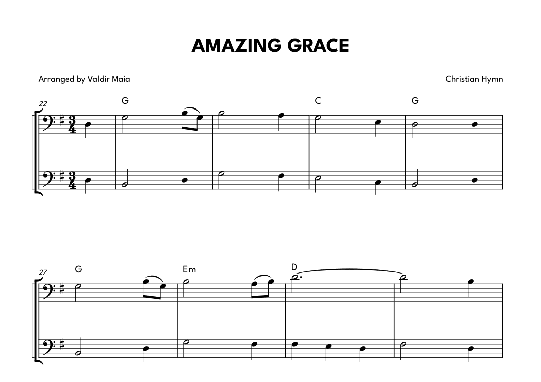 Amazing Grace - Cello Duet (arr. Valdir Maia)