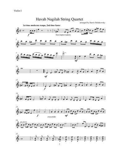 Havah Nagilah String Quartet Arrangement