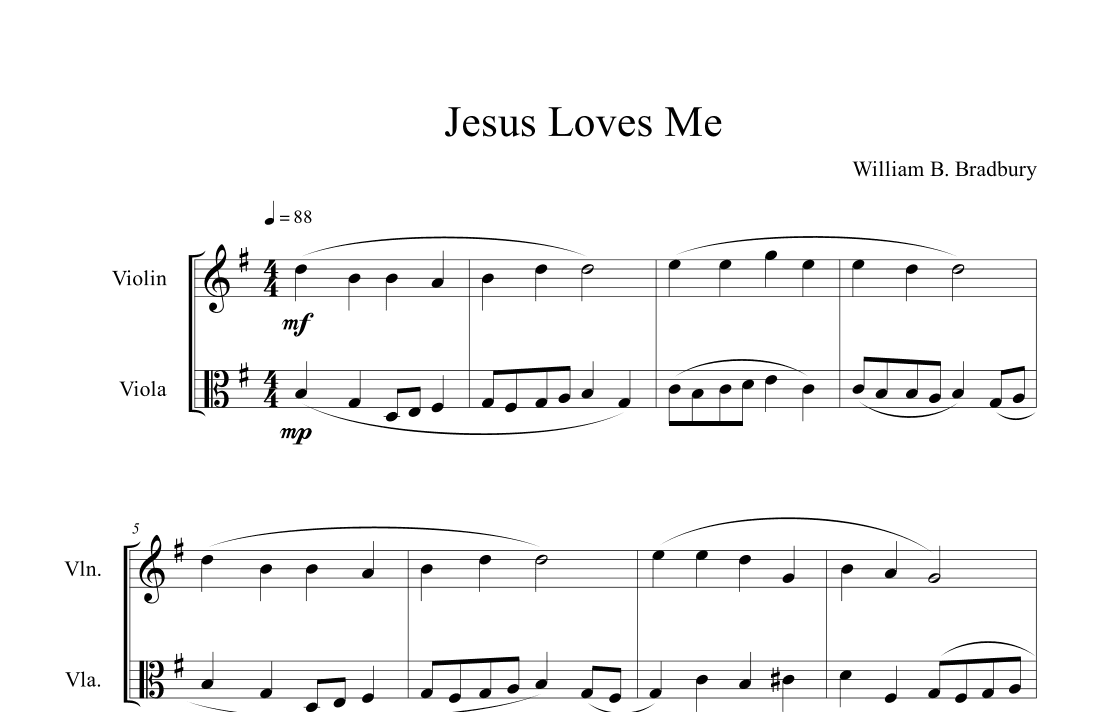 Jesus Loves Me (Violin and Viola Duet) (arr. B. C. Dockery)