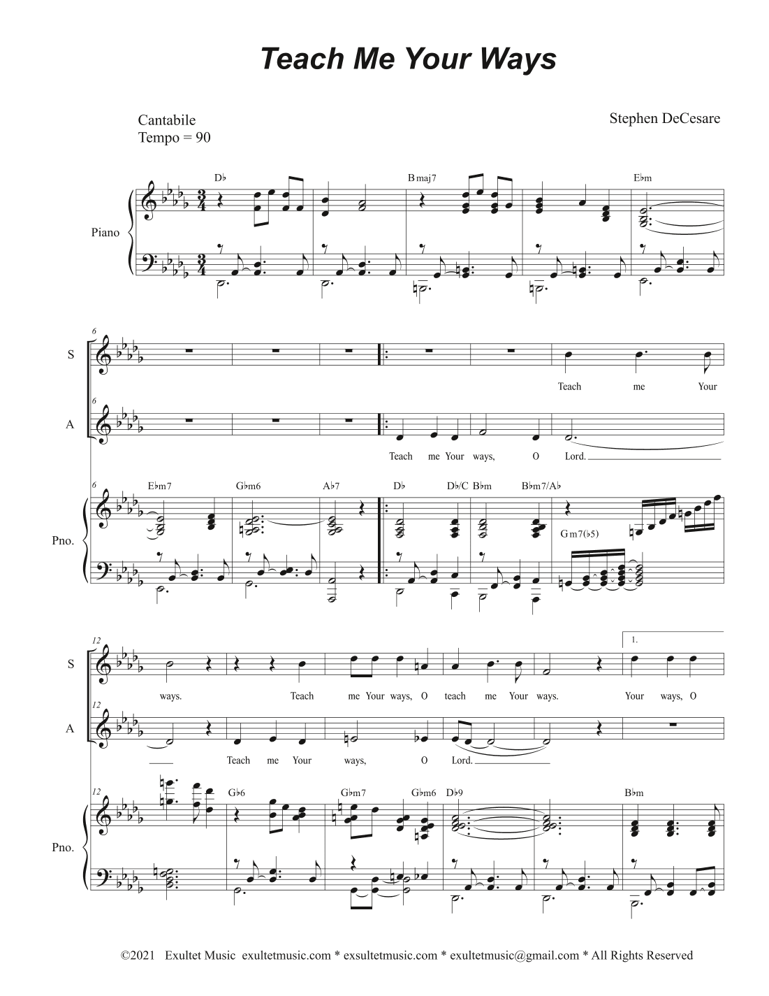 Teach Me Your Ways (2-part choir - (SA)