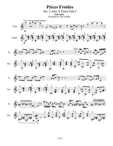 Pieces Froides for Guitar and Flute Duet (arr. Tom Seidita)