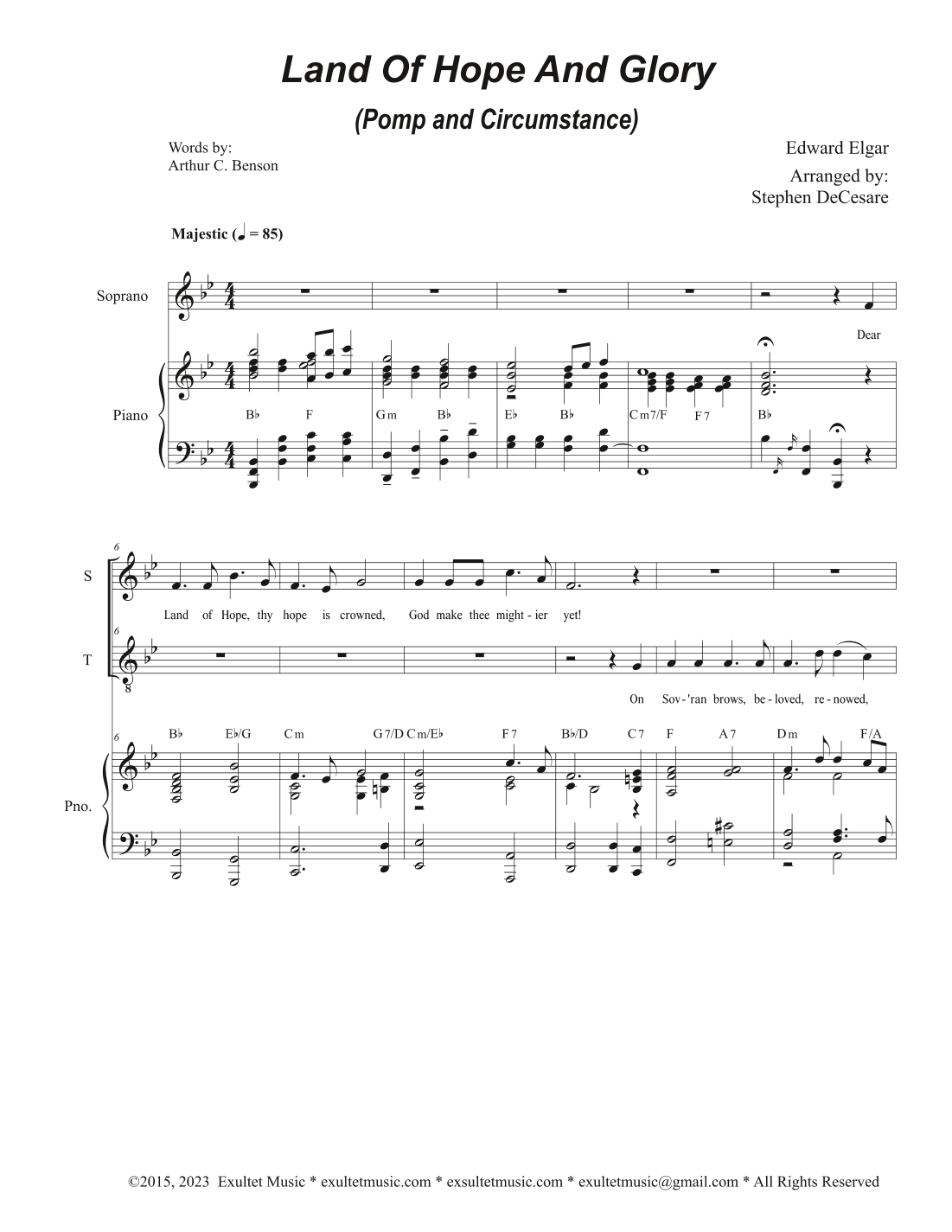 Land Of Hope And Glory (Pomp and Circumstance) (Duet for Soprano and Tenor solo) (arr. Stephen DeCesare)