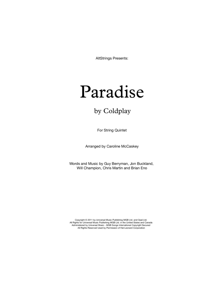 Paradise (arr. Caroline McCaskey)