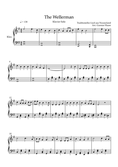The Wellerman (Sea Shanty) - EASY Piano (arr. Gunnar Haase)
