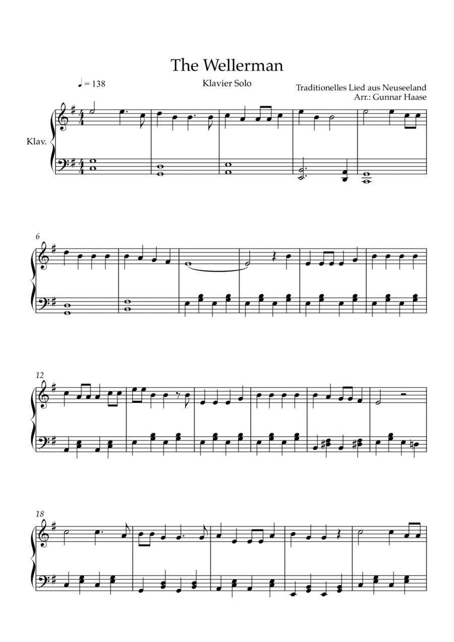 The Wellerman (Sea Shanty) - EASY Piano (arr. Gunnar Haase)