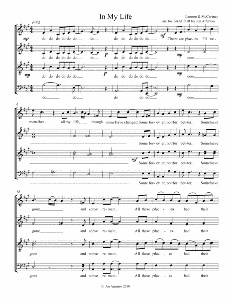 In My Life (arr. Jon Arterton)