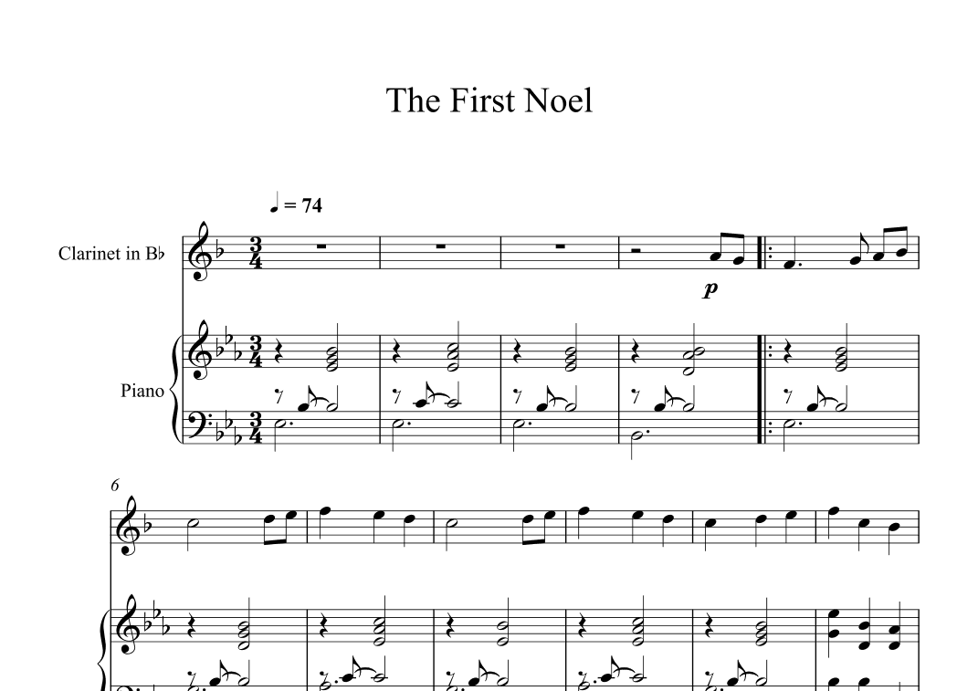 The First Noel (Clarinet + Piano) (arr. Digital Book Music)