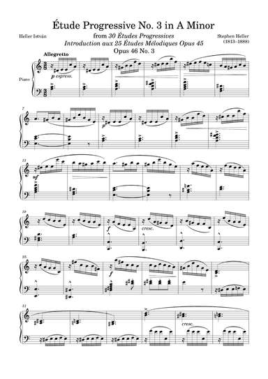 Etude Progressive Opus 46 No. 3 in A Minor (arr. Zachary Corbett)