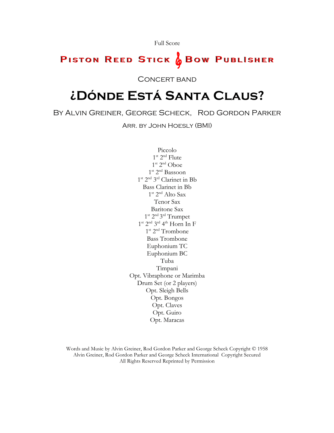 Donde Esta Santa Claus (arr. John Hoesly)