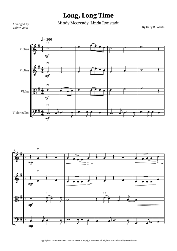 Long Long Time (arr. Valdir Maia)
