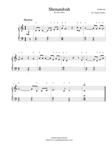 Shenandoah - for easy piano (arr. Samuel Stokes)