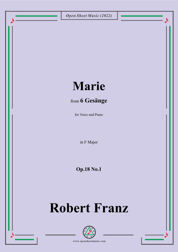 Franz-Marie,in F Major,Op.18 No.1,for Voice and Piano (arr. OSM Press)