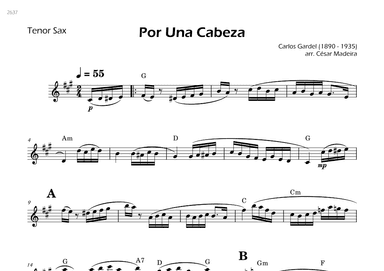 Por Una Cabeza - Tenor Sax Solo - W/Chords (arr. César Madeira)