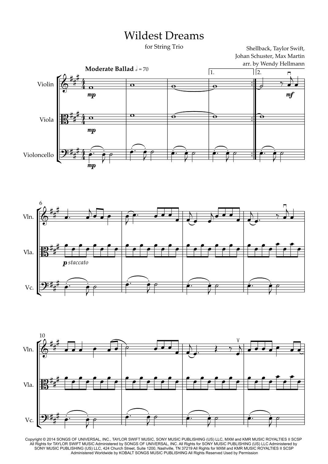 Wildest Dreams (arr. Wendy Hellmann)