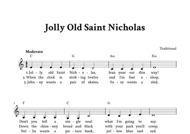 Jolly Old Saint Nicholas - Lead Sheet (C Major) (arr. Yuri Noronha)