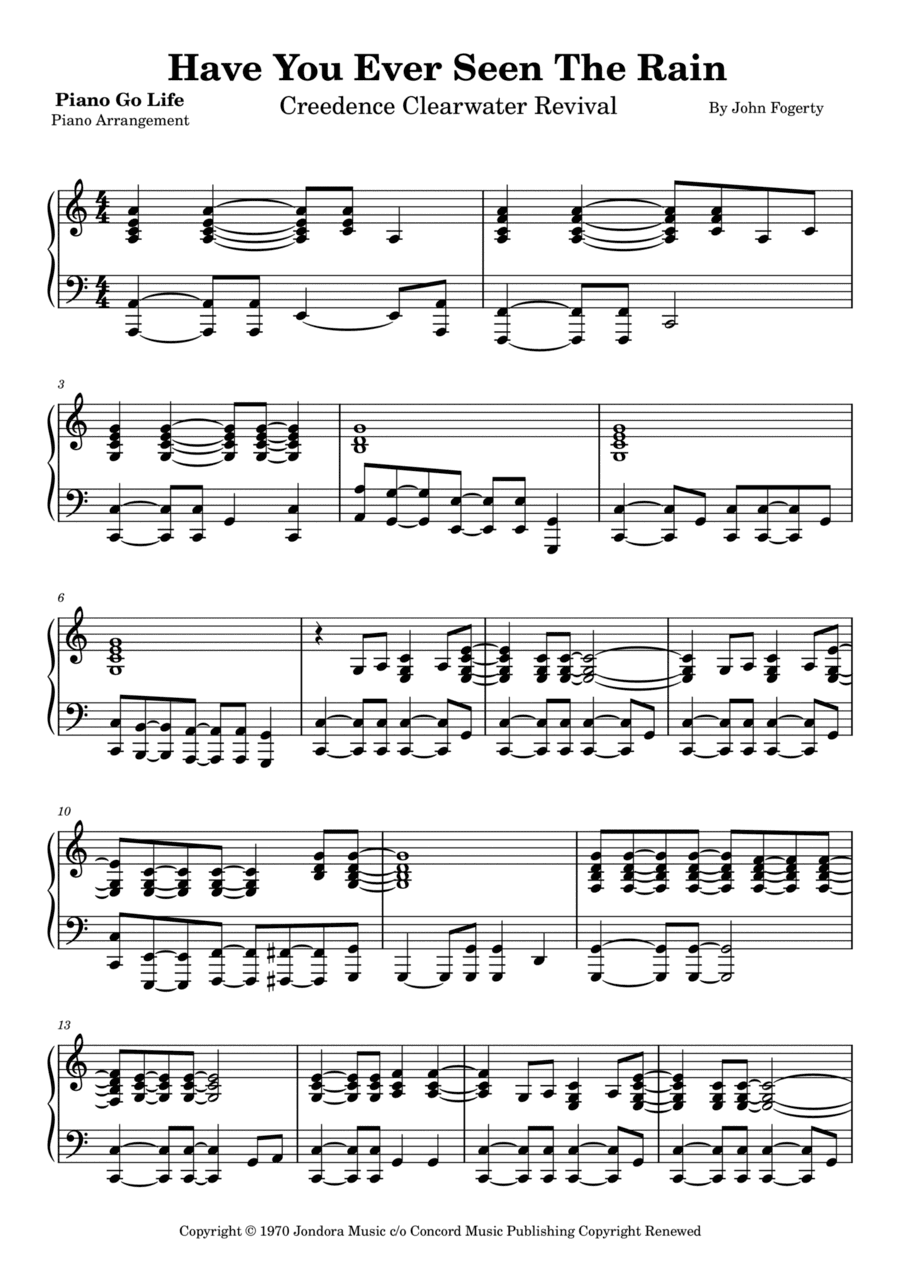 Have You Ever Seen The Rain? (arr. Piano Go Life)