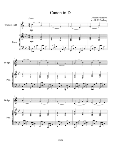 Canon in D for Trumpet and Piano (arr. B. C. Dockery)