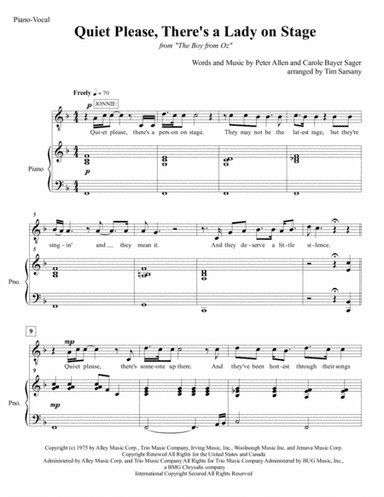 Quiet Please, There's A Lady On Stage from THE BOY FROM OZ (arr. Tim Sarsany)