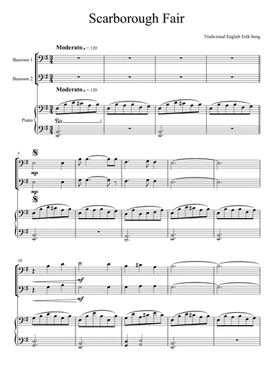 Scarborough Fair -Traditional English Folk Song (Bassoon Duet) (arr. André Laitano)