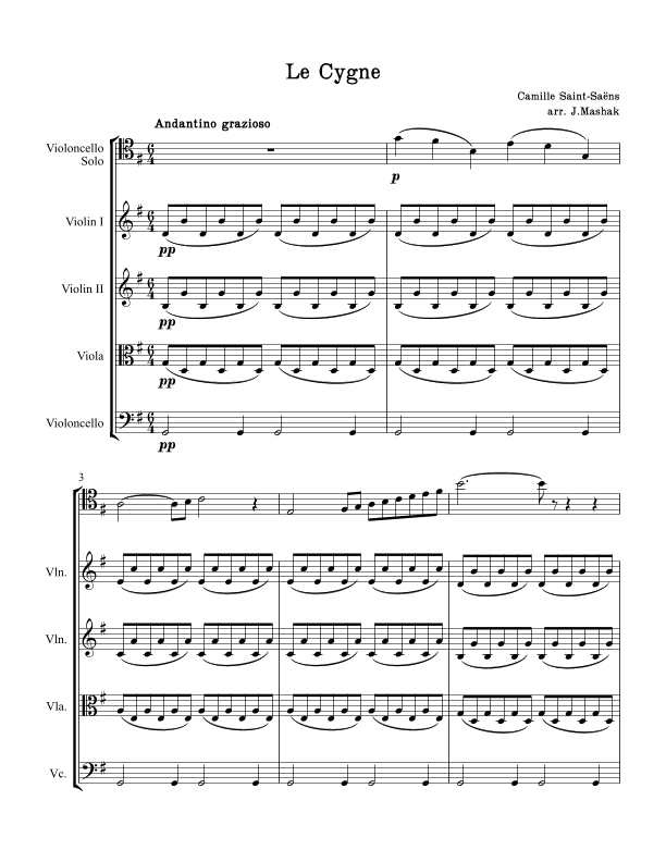 Le Cygne from Le Carnaval des animaux (arr. Jacob Mashak)