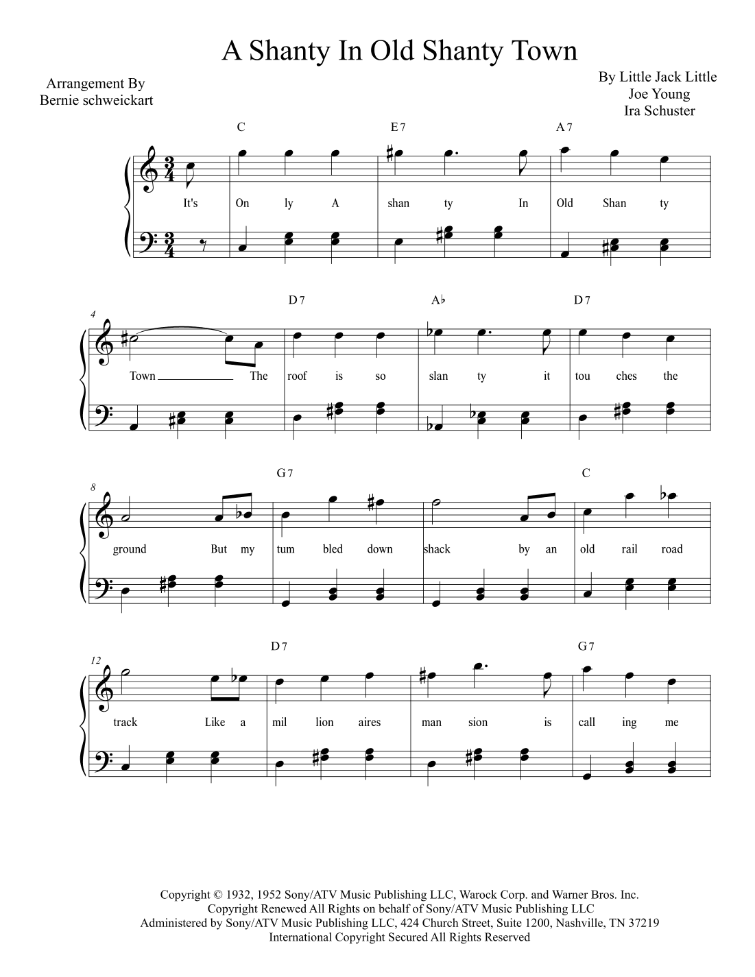 In A Shanty In Old Shanty Town (arr. Bernie Schweickart)