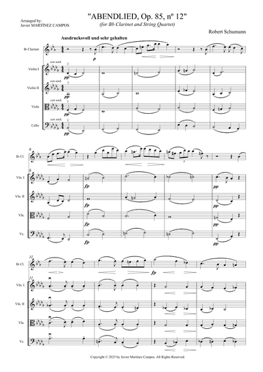 Abendlied Op. 85, nº 12 - Score Only (arr. Javier MARTÍNEZ CAMPOS)