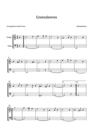 Greensleeves (arr. André Nusa)